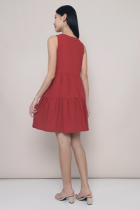 Good Feels Tiered Dress Burgundy