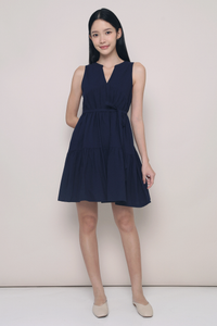 Good Feels Tiered Dress Navy