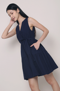 Good Feels Tiered Dress Navy