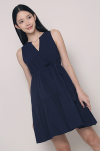 Good Feels Tiered Dress Navy