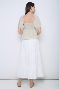 Greta Pearl Babydoll Blouse Ecru (Restock)