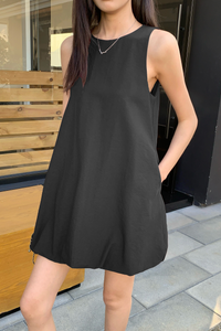 Hara Sleeveless Bubble Dress Black