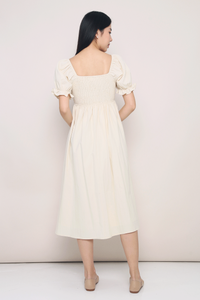 Harlow Smocked Midaxi Dress Ivory