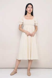 Harlow Smocked Midaxi Dress Ivory
