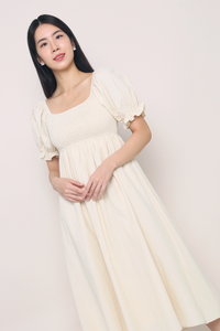 Harlow Smocked Midaxi Dress Ivory