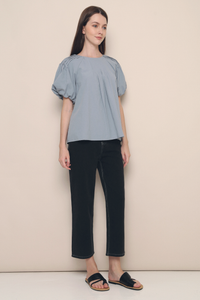 Harper Pleat Blouse Blue