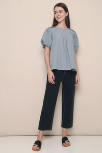 Harper Pleat Blouse Blue