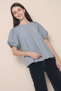 Harper Pleat Blouse Blue