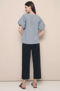 Harper Pleat Blouse Blue