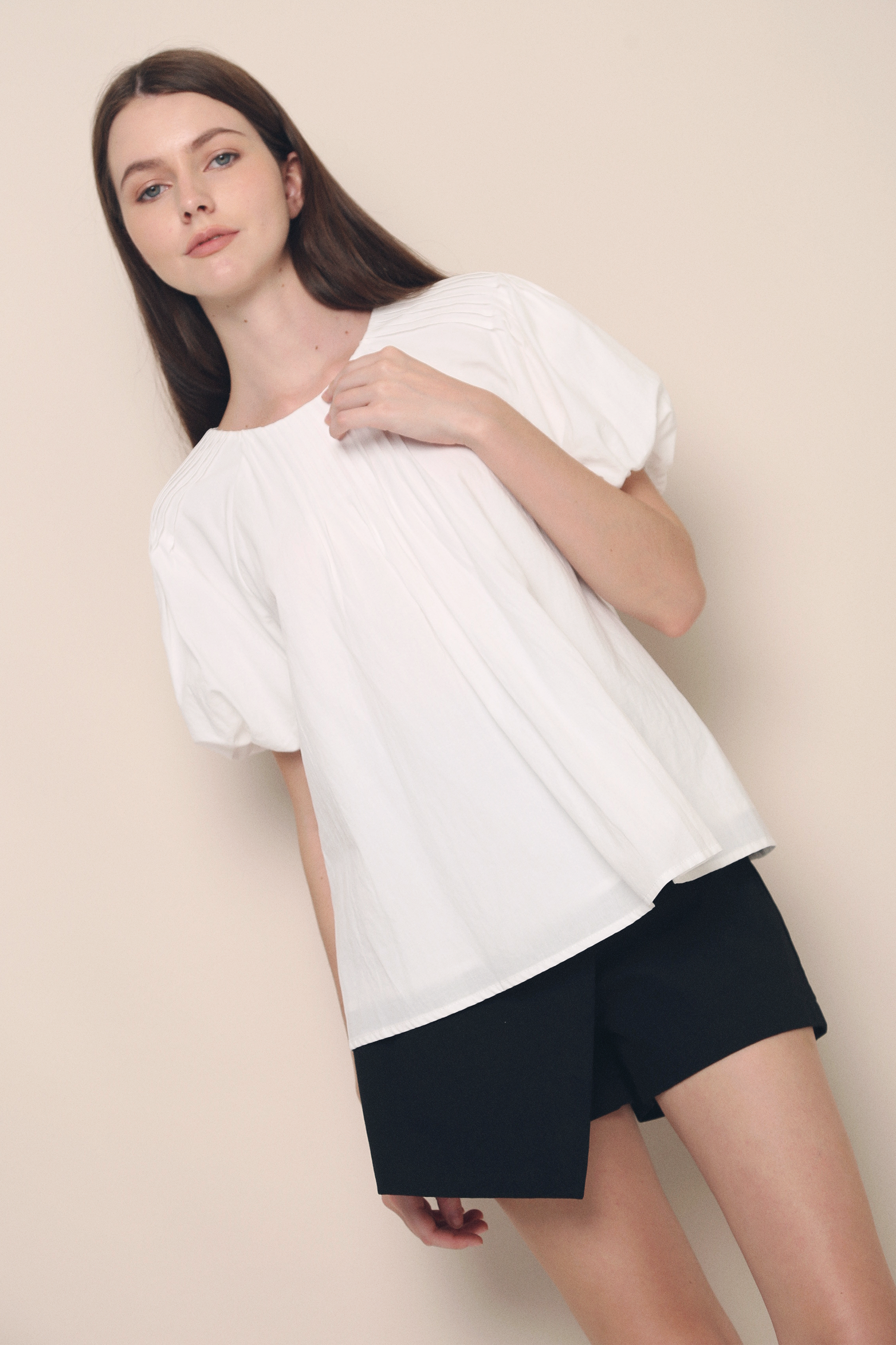 Harper Pleat Blouse White