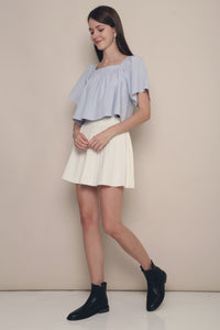 Haru Flutter Sleeves Blouse Sky