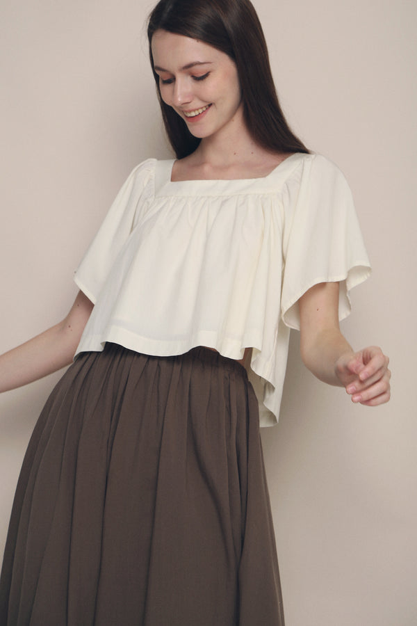 Haru Flutter Sleeves Blouse Off White