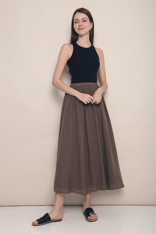 Hathaway Airy Maxi Skirt Brown