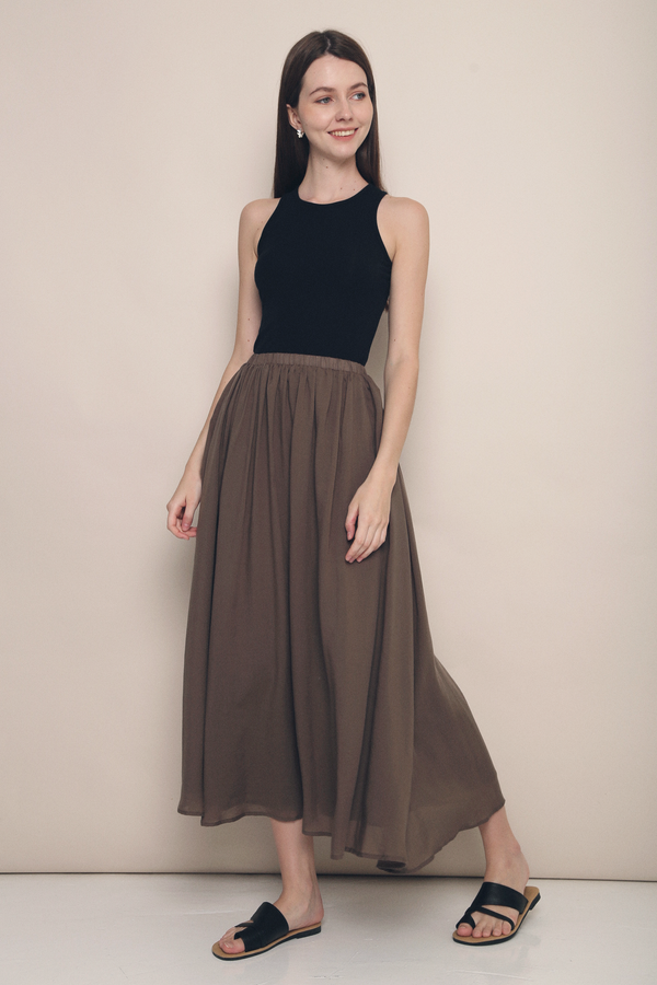 Hathaway Airy Maxi Skirt Brown