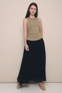 Hera Basic Ruche Sleeveless Top Olive