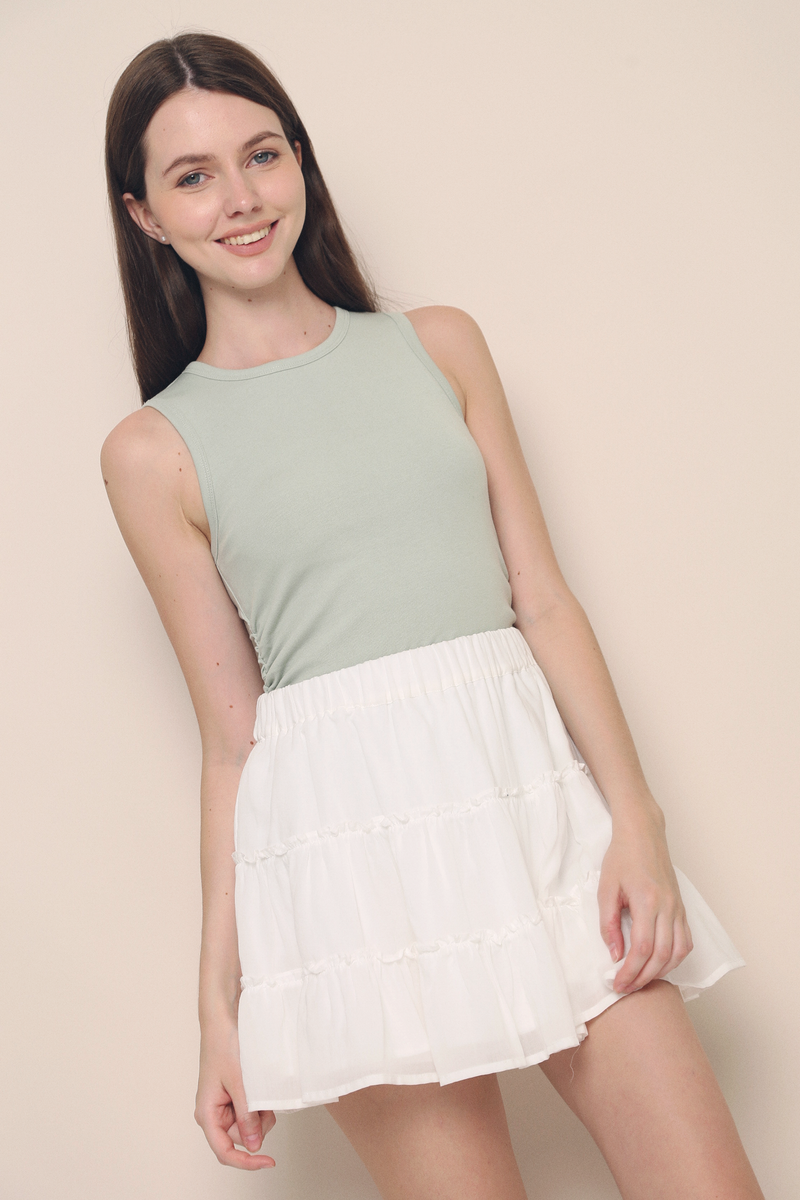 Hera Basic Ruche Sleeveless Top Sage