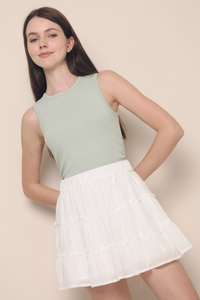 Hera Basic Ruche Sleeveless Top Sage