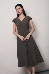Highbury Panel Shift Midi Dress Khaki Brown