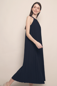 CNY Hope Pressed Pleat Midaxi Dress Midnight Navy (Preorder)