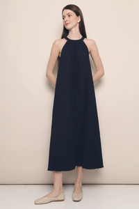 CNY Hope Pressed Pleat Midaxi Dress Midnight Navy (Preorder)