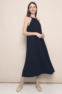 CNY Hope Pressed Pleat Midaxi Dress Midnight Navy (Preorder)