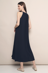 CNY Hope Pressed Pleat Midaxi Dress Midnight Navy (Preorder)