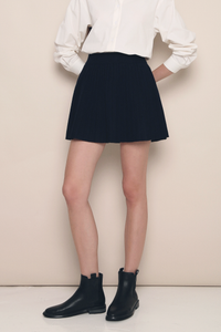 Hyori Pleated Knit Skirt Navy