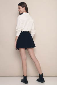 Hyori Pleated Knit Skirt Navy