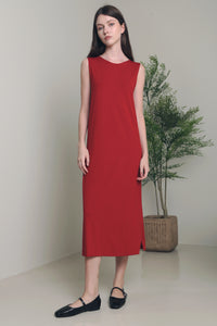 Evan Open Back Midi Dress Red