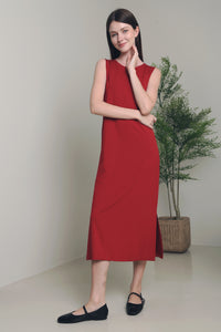 Evan Open Back Midi Dress Red