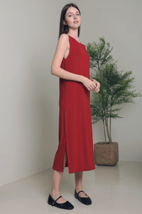 Evan Open Back Midi Dress Red