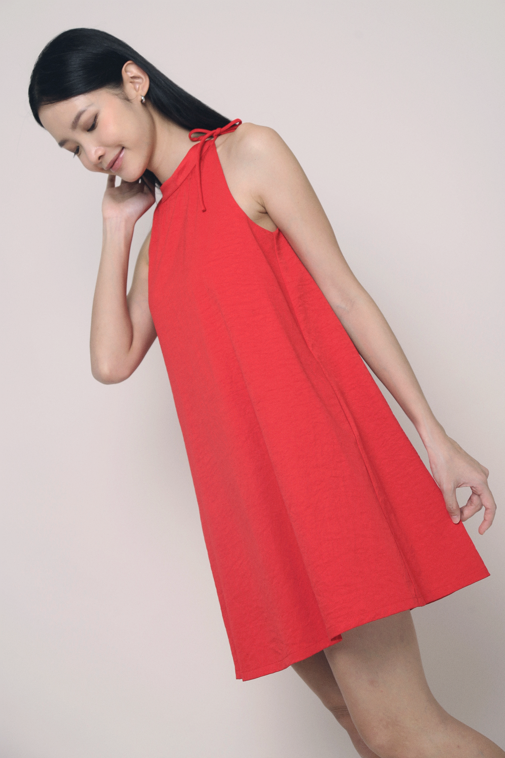 Sui Band Collar Dress Red