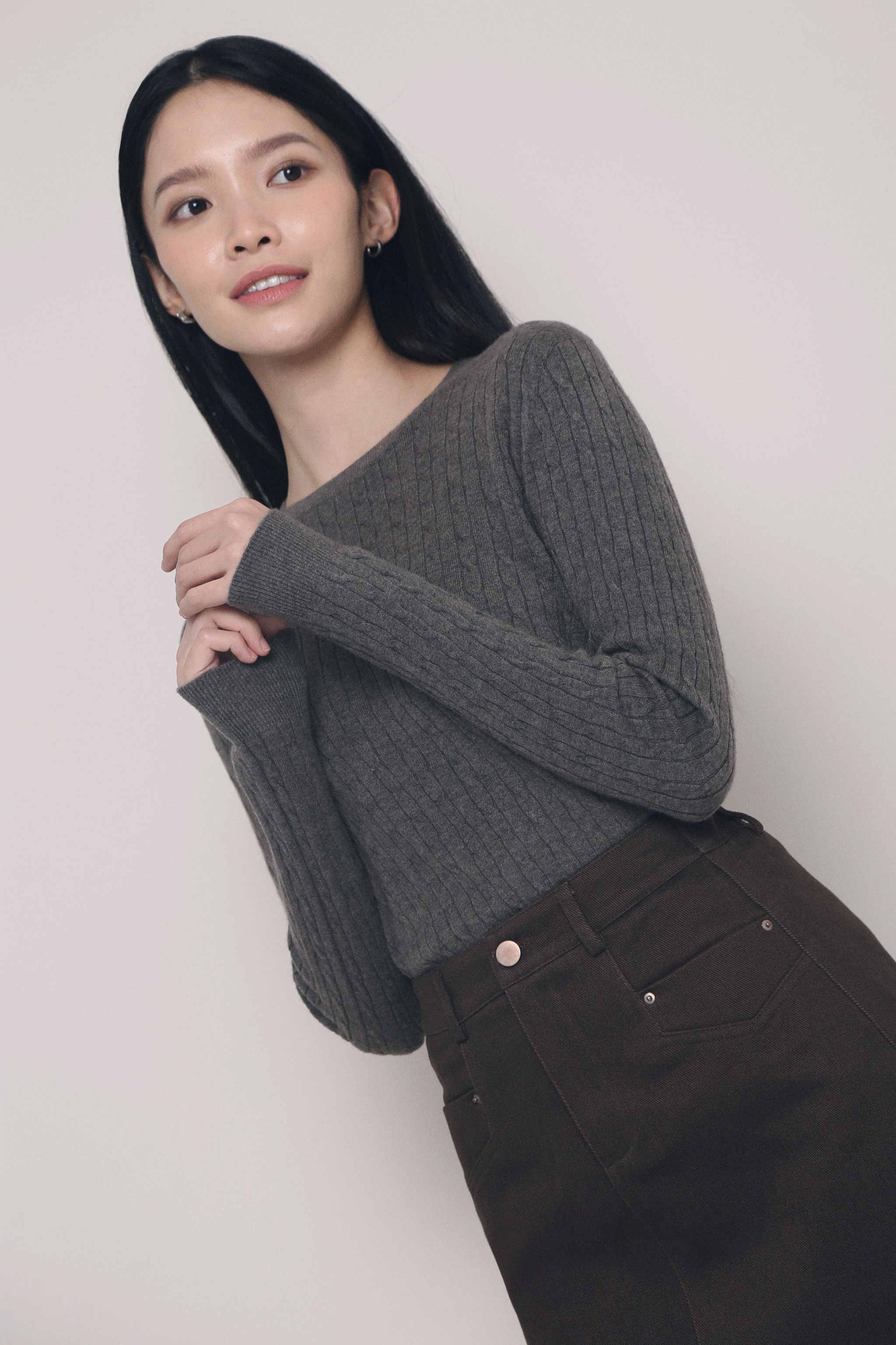 Odette Cable Knit Sweater Grey