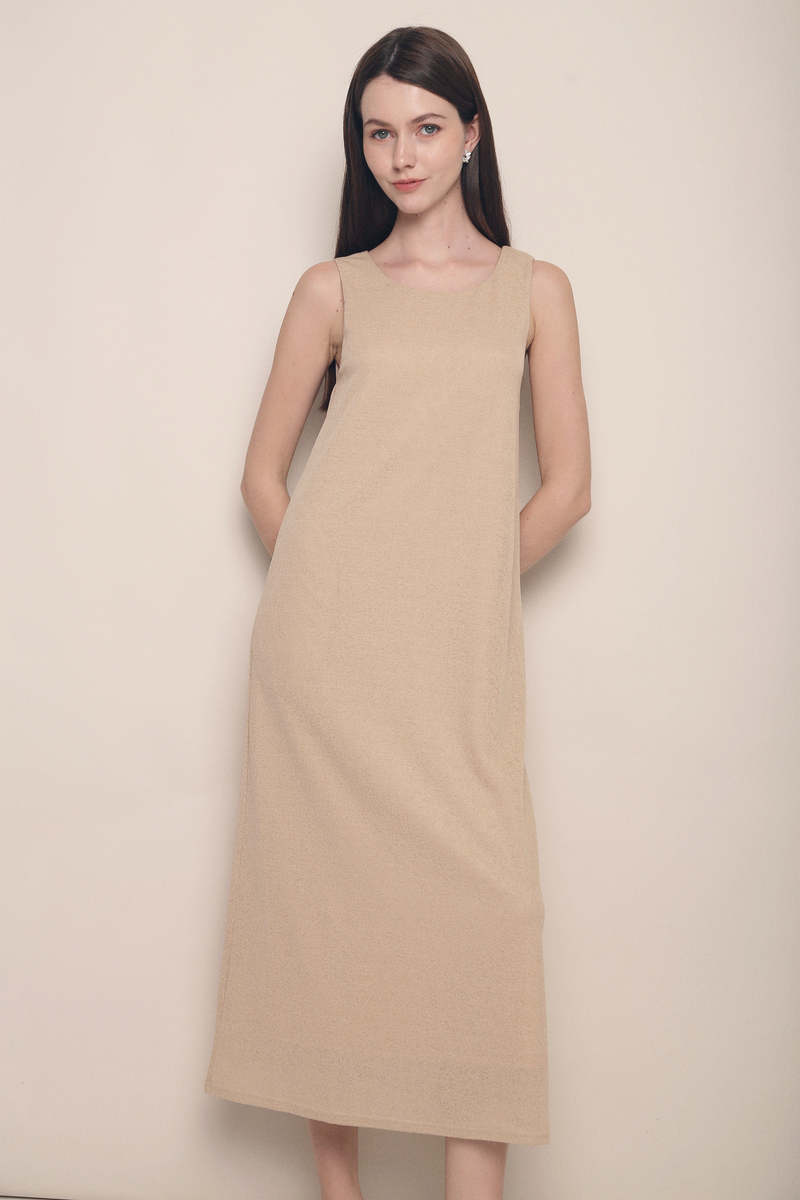 Ina Textured Midaxi Dress Taupe