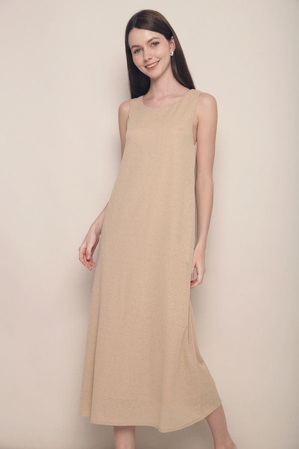 Ina Textured Midaxi Dress Taupe