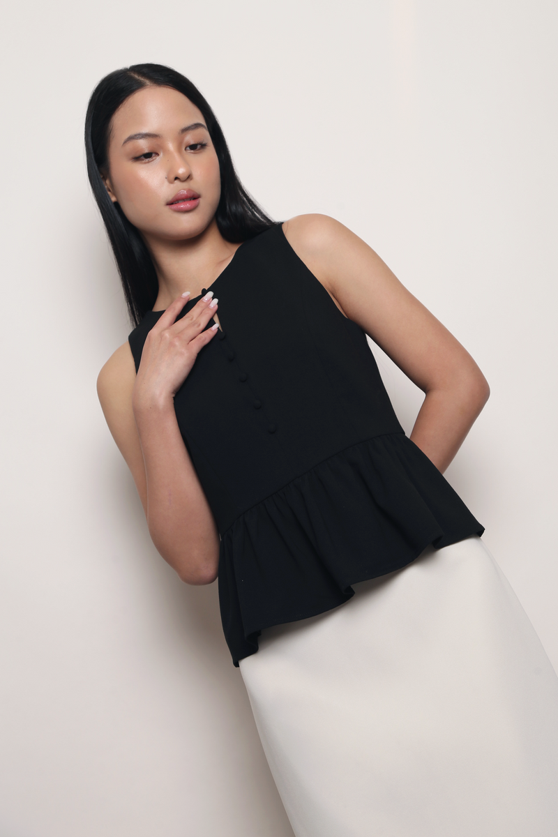 In Good Shape Peplum Top Black