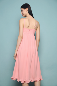 Hazel Scallop Hem Midi Dress Pink