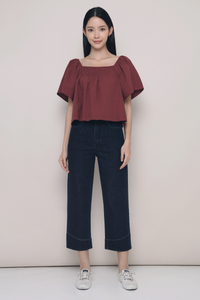 Jael Flutter Sleeves Top Burgundy