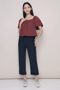 Jael Flutter Sleeves Top Burgundy