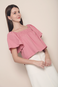 Jael Flutter Sleeves Top Pink