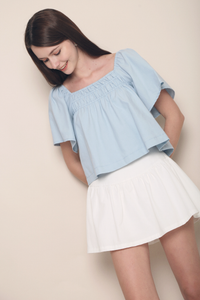 Jael Flutter Sleeves Top Sky