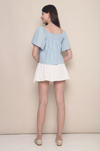 Jael Flutter Sleeves Top Sky