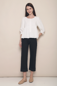 Jinni Bubble Sleeves Blouse White