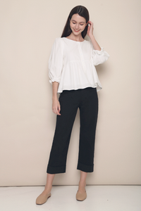 Jinni Bubble Sleeves Blouse White