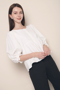 Jinni Bubble Sleeves Blouse White