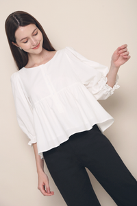 Jinni Bubble Sleeves Blouse White