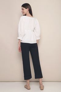 Jinni Bubble Sleeves Blouse White