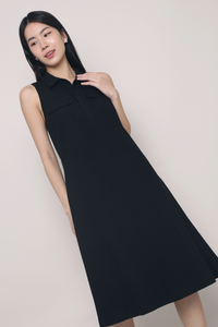 Jules Sleeveless Pocket Midi Dress Black
