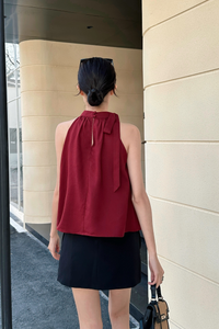 Juliette High Neck Blouse Wine