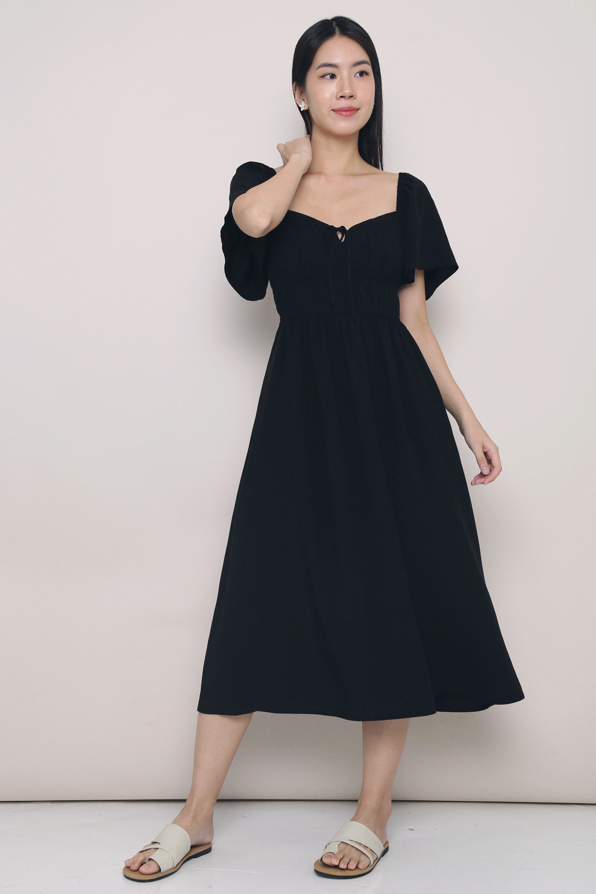 Kate Pleated Midaxi Dress Black